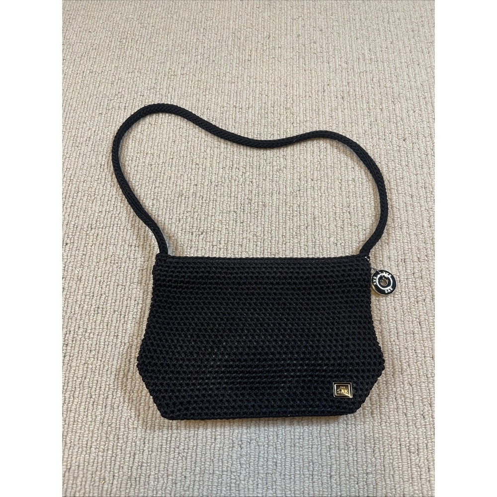 The Sak Women's Black Classic Crochet Woven Small Purse 9"x6".
